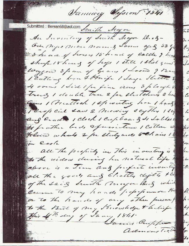 1841 Smith Major Estate Settlement