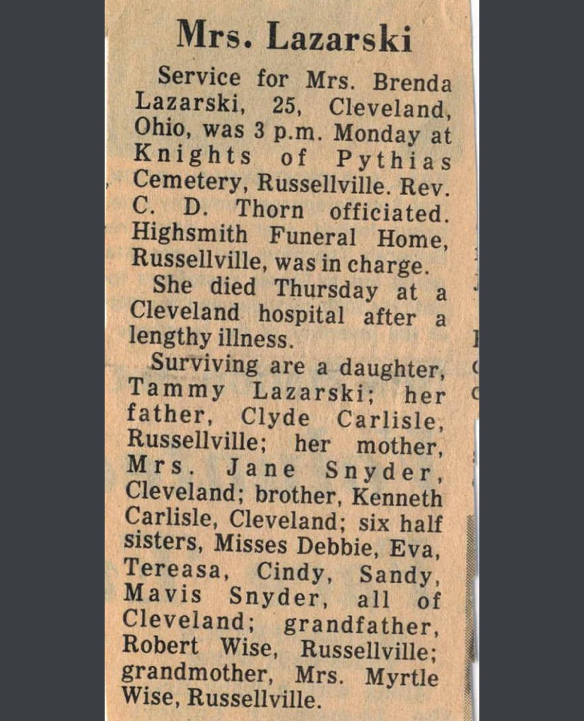 Brenda Gayle  (Carlisle ) Lazarski Obituary 