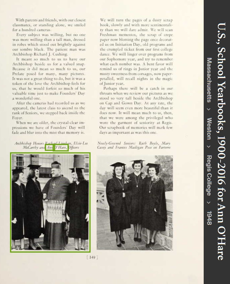 Ann Theresa (O'Hare) Smith--U.S., School Yearbooks, 1900-2016(1948)b