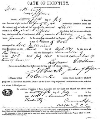 Benjamin G Willson Oath of Identity