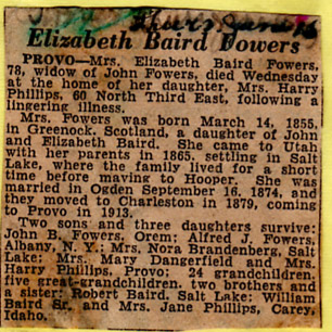 Elizabeth Baird Fowers Obituary