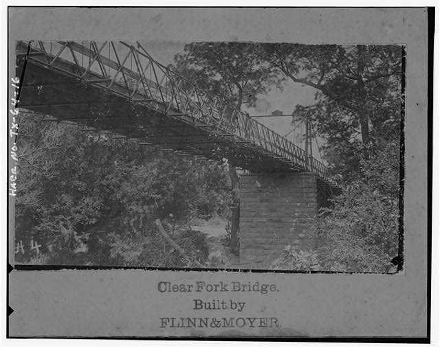 CLEAR FORK OF THE BRAZOS SUSPENSION BRIDGE, CIRCA 1896,...