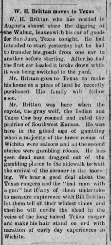 William Henry Brittan, Texas Move