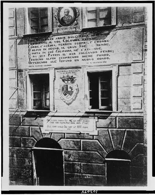 Inscription on the house in which Columbus is believed to...