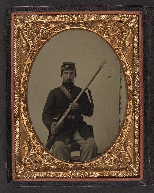 [Unidentified soldier in Union uniform with musket and...