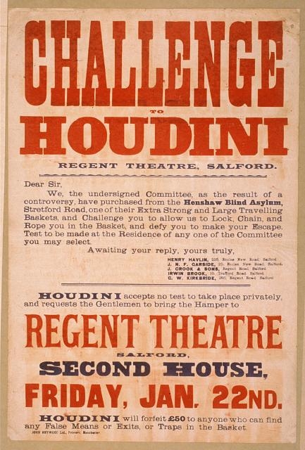 Challenge to Houdini, Regent Theatre, Salford