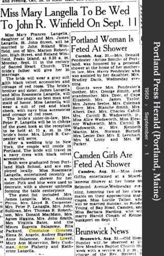 Constance Ann Greaney-Kilroy--Portland Press Herald (Portland, Maine)(1 sep 1950)