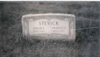 Hiram E. Stevick & Frances E. Fisher gravestone