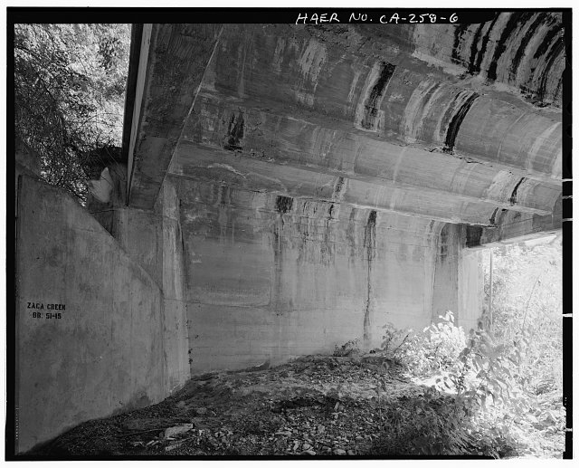 6. View of south abutment, looking south. - Zaca Creek...