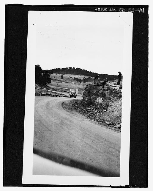 44. circa 1934 Rock cutting/bank sloping with guardrails....