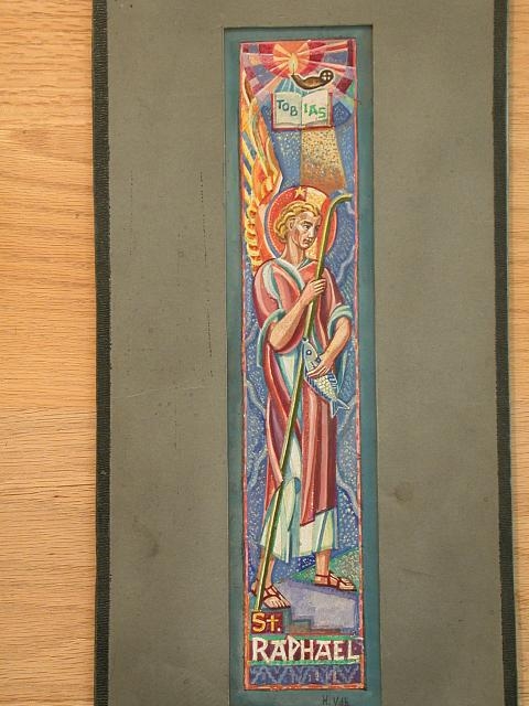 [Design drawing for mural with Tobias and St. Raphael]