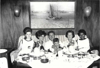 Get a load of that tall HAIR, circa 1966! This was a bon voyage meal when my folks went on an ocean cruise