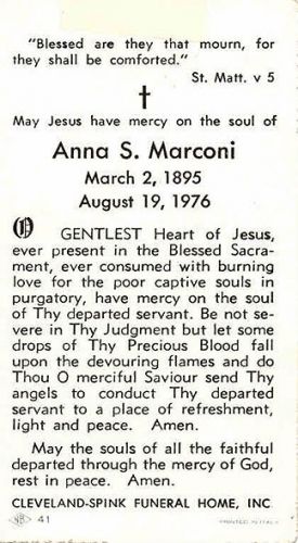 Memorial Card for Anna Marconi