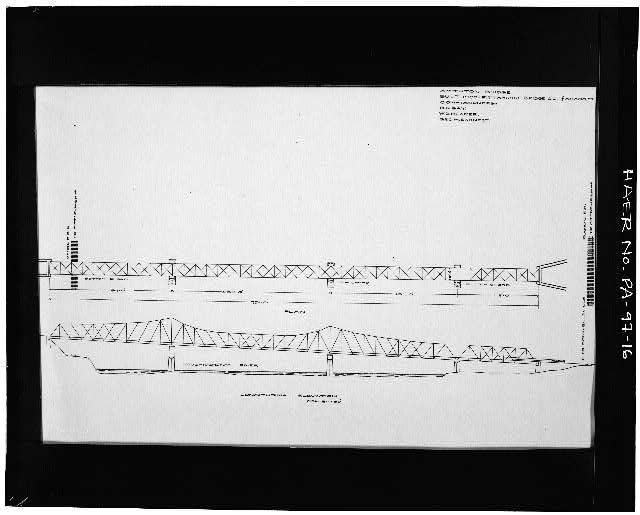 16. Photocopy of bridge sketch, 1915, ELEVATION AND PLAN,...