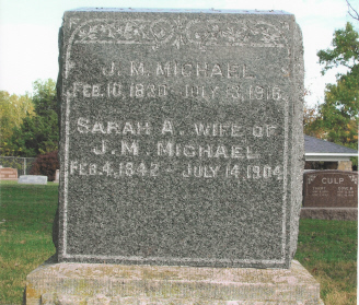 Tombstone of James M. and Sarah A. (Marks) Michael In Bonner Springs, Kansas