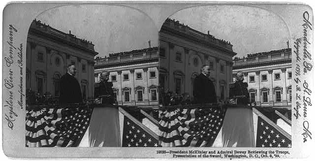 President McKinley and Admiral Dewey reviewing the...