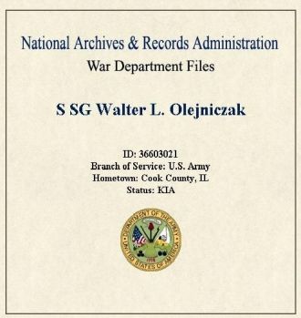 Walter Olejniczak, War Department File