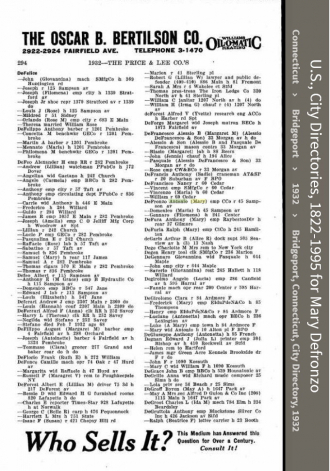 Mary Elizabeth (O'hare) Defronzo --U.S., City Directories, 1822-1995 (1932)