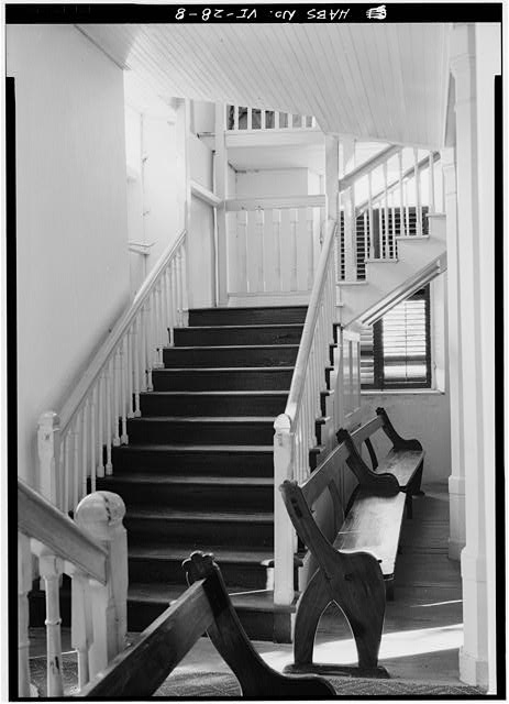 8. INTERIOR VIEW OF STAIRS TO BALCONY - Moravian Church,...