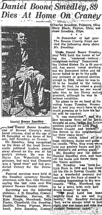 Daniel Boone Smedley Obituary