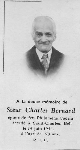 Charles Bernard Funeral Card