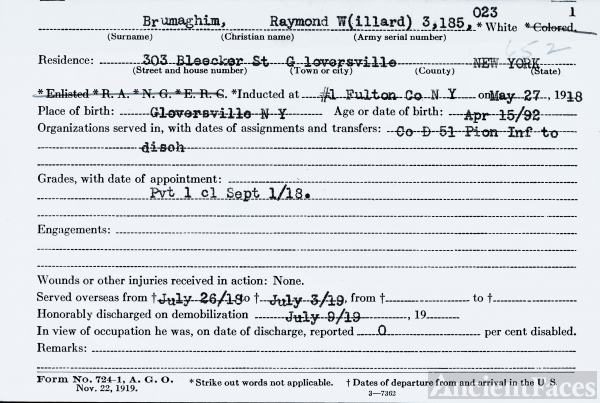 Raymond Brumaghim Military Record