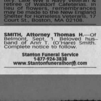 Thomas Henry Smith-- obituary 2