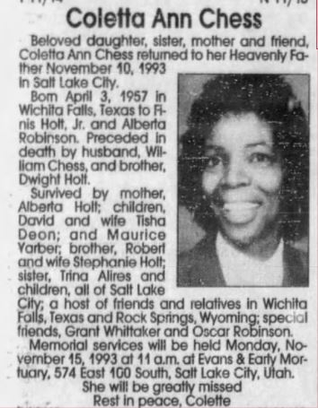 Coletta Ann Chess Obituary