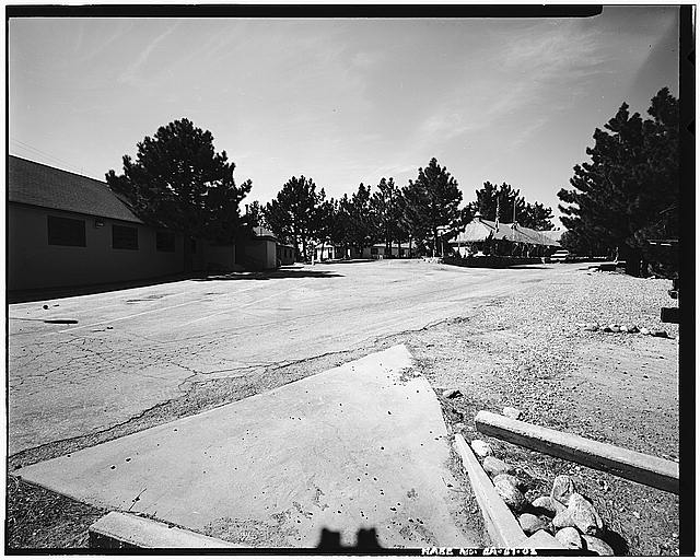 2. VIEW OF BARRACKS AREA, SHOWING ENTRANCE GATE AT...