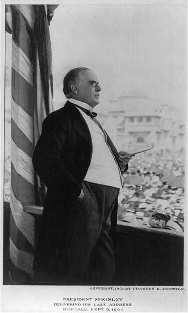 William McKinley delivering his last address, Buffalo,...