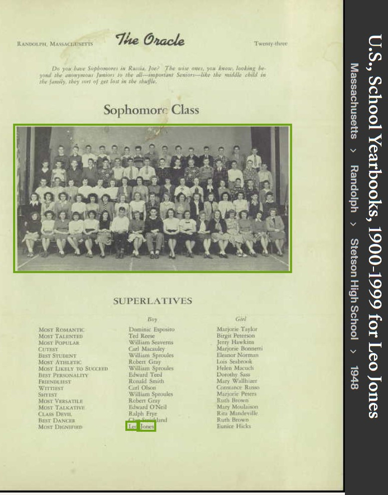 Leo Alexander Jones Jr.--U.S., School Yearbooks, 1900-1999(1948)