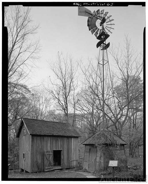 3. Perspective view of pumphouse and windmill and granary...