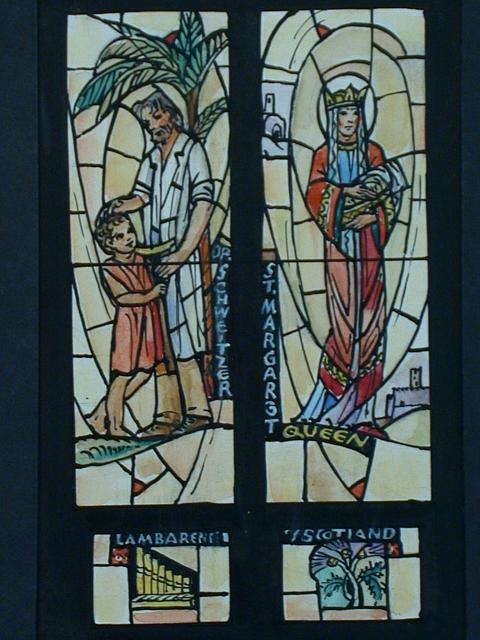 [Design drawing for stained glass window with Dr....
