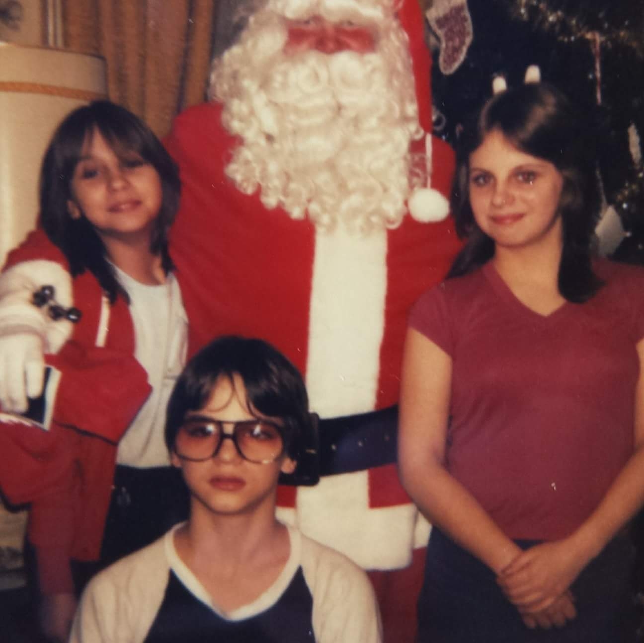 Kathy, Jamie, Angie with Santa.