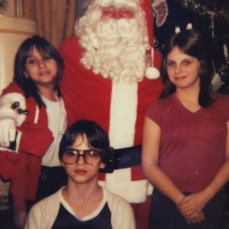 Kathy, Jamie, Angie with Santa.