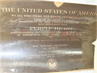 William H. Kruetzfeldt's Purple Heart Medal Certificate
