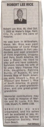 Robert Lee Rice obituary