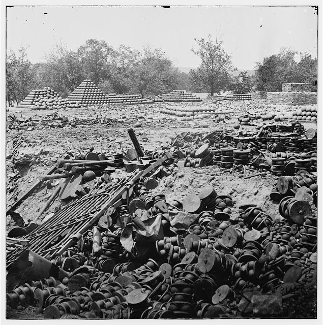 [Richmond, Va. Stacked and scattered ammunition near the...