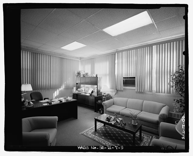 5. Interior view of office; showing exterior windows;...