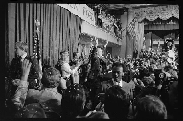 [President Gerald Ford greets supporters at the 1st...