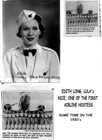 Edith  Long, early flight stewardess