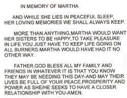 A Writing by Martha's Sister