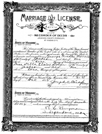 Morris - Dolan Marriage License