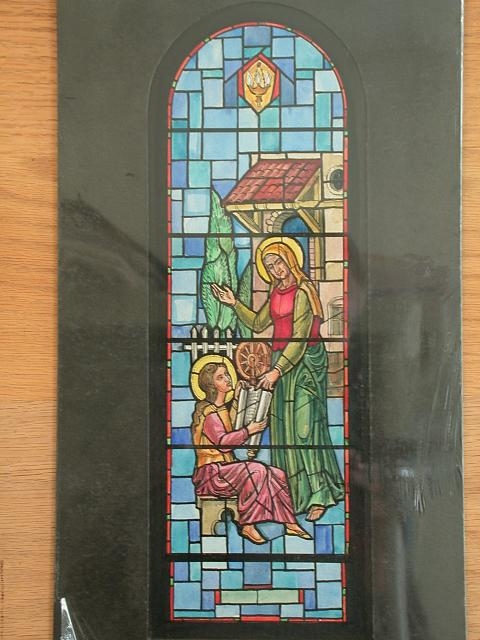 [Design drawing for stained glass window showing St. Anne...