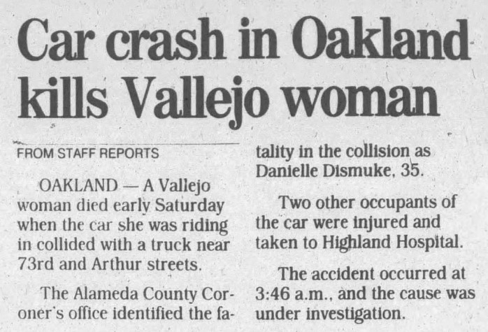 Car crash in Oakland kills Vallejo woman Car crash in Oakland kills Vallejo woman