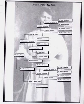Olive VanBibber's Ancestor Sheet
