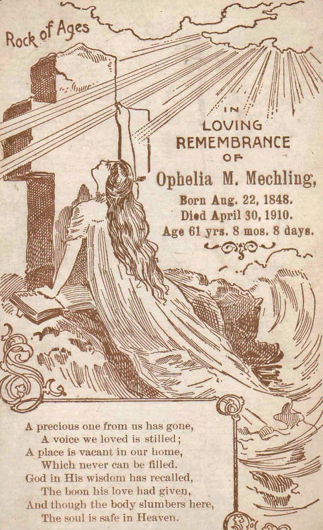 Ophelia Door Mechling - Death Announcement