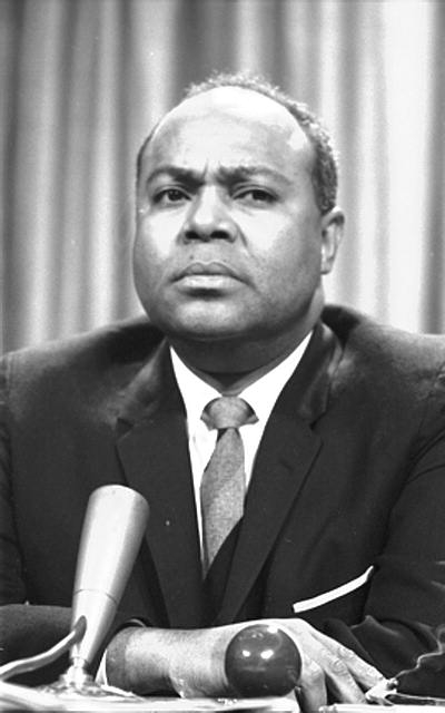 [James Farmer at a meeting of American Society of...