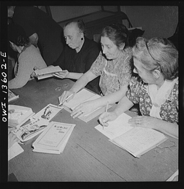 New York. New York. Class in citizenship and English for...