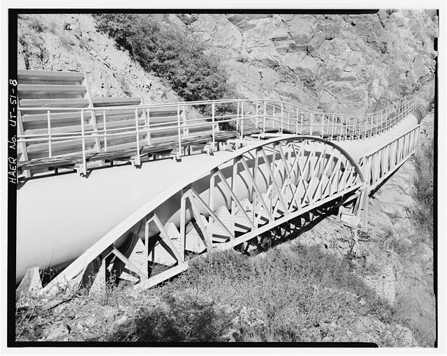 8. Support trusses with new metal pipe, looking east -...